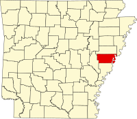 Map of Arkansas highlighting Lee County