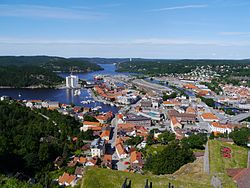 Halden as seen from the Fredriksten fortress in mid-July 2012