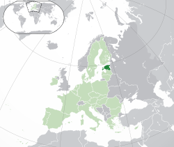 Location of ਇਸਤੋਨੀਆ (dark green) – in Europe (green & dark grey) – in the ਯੂਰਪੀ ਸੰਘ (green)  –  [Legend]