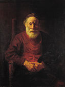 一位穿紅衣服的老人，1652-1654年
