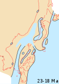 Arquipélago xaponés, Mar do Xapón e parte circundante de Asia Oriental continental no Mioceno temperán (23-18 Ma)