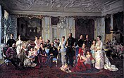 Christian IX with various children and grandchildren at Fredensborg Palace. Specific subjects are identified here.