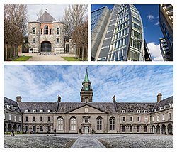 Clockwise from top: The gardens at the Royal Hospital Kilmainham; Heuston South Quarter; the Irish Museum of Modern Art at Royal Hospital Kilmainham
