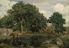 "Forest of Fontainebleau" by Jean-Baptiste Camille Corot, depicting a meadow landscape