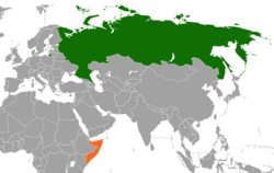 Map indicating locations of Russia and Somalia