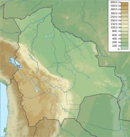 Location of Wallatani Lake in Bolivia.
