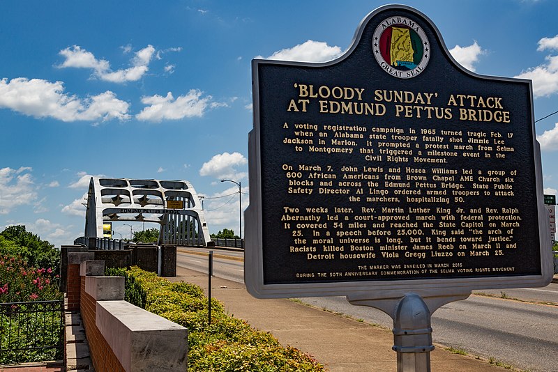 File:Edmund Pettus Bridge - Historic Sign - Selma, Alabama (27810728191).jpg