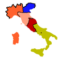 1860:   Кралство Сардинија   Кралство Ломбардија-Венеција   Папска Држава   Кралство на двете Сицилии