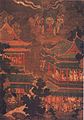 観経曼荼羅図　絹本　高麗末期（14世紀）　福井県西福寺蔵[124]　李氏朝鮮の時代に仏教弾圧政策が行われ、結果として多くの文化財が国外へと流出した[125]。