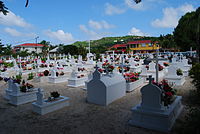 The parish cemetery of Lorient, Saint Barthélemy, where Hallyday's grave is located