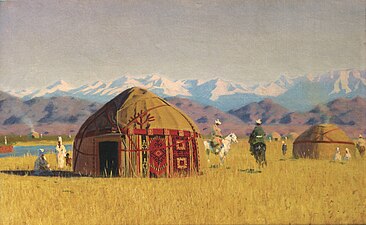 Kyrgyz yurts on the Chu River (1869–1870)