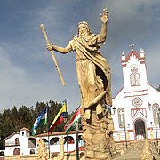 Statue honouring messenger god Bochica in Cuítiva, Boyacá