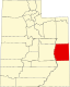 Harta statului Utah indicând comitatul Grand