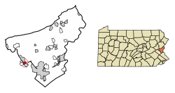 Location of North Catasauqua in Northampton County, Pennsylvania (left) and of Northampton County in Pennsylvania (right)