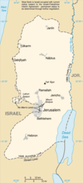 ラマッラーの位置（ヨルダン川西岸地区）の位置図