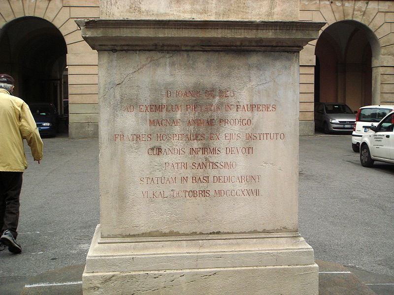 File:1886 - Milano - Fatebenesorelle - Base statua S. Giovanni di Dio (1837) - Foto G. Dall'Orto, 22-Ott-2008.jpg