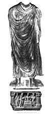 209 CE Vasudeva I: Hashtnagar Buddha with "year 384" of the Yavana era (c.209 CE).[64]