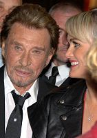 Hallyday with his fourth and final wife Læticia Boudou at the Mamers premiere of Salaud, on t'aime in 2014