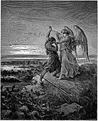Jacob Wrestling with the Angel illustration by Gustave Doré, 1855