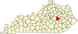 map of Kentucky highlighting Estill County