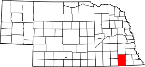 Map of Nebraska highlighting Gage County