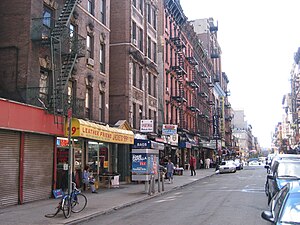 The corner of Orchard and Rivington Streets in the Lower East Side in 2005