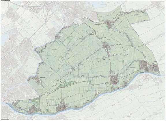 Topografisch kaartbeeld van de gemeente Krimpenerwaard.