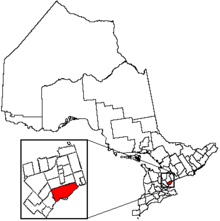 Lokasi Toronto dan wilayah metropolitan di provinsi Ontario