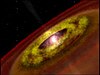 Kresba hvězdy typu T Tauri obklopené akrečním diskem