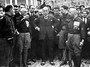 Benito Mussolini and his blackshirt followers during his March on Rome in 1922.