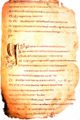 Efeito de diminuendo nas primeiras letras após a capitular, Cathach de São Columba, Irlanda, século VII.