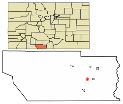 Location of Romeo in Conejos County, Colorado.