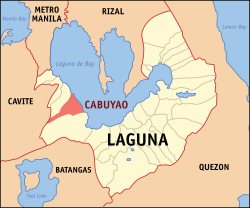 Map of Laguna with Cabuyao highlighted