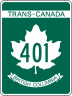 Highway 401 marker