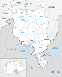 Kaart van Ticino