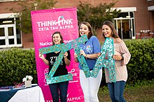 Zeta Tau Alpha sisters involved in a "Think Pink" campaign