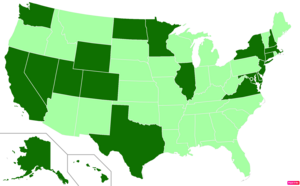 States in the United States by median nonfamily household income according to the U.S. Census Bureau American Community Survey 2013–2017 5-Year Estimates.[27] States with median nonfamily household incomes higher than the United States as a whole are in full green.