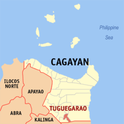 Mapa ng Cagayan na nagpapakita sa lokasyon ng Tuguegarao