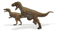 Vue d'artiste de Megalosaurus avec des proto-plumes en 2006.