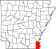State map highlighting Chicot County