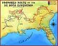 Image 6A proposed route for the de Soto Expedition, based on Charles M. Hudson map of 1997 (from History of Mississippi)
