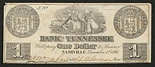 1861 Bank of Tennessee 1 dollar banknote