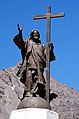 Christ the Redeemer of the Andes, 4-ton bronze statue, in the mountains on a road between Chile and Argentina