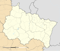 Mapa konturowa regionu Grand Est, blisko centrum po lewej na dole znajduje się punkt z opisem „Juzennecourt”
