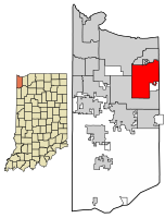 Location of Hobart in Lake County, Indiana.