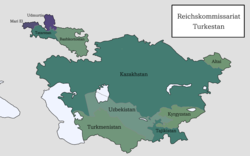 トルキスタン国家弁務官区の位置