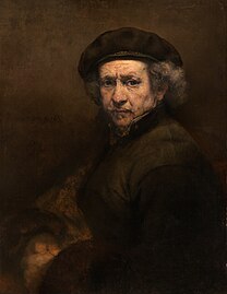 Self-portrait of Rembrandt. The older Rembrandt became the more brown he used in his paintings.