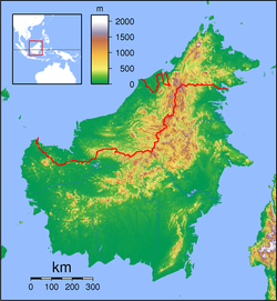 Samarinda trên bản đồ Borneo Topography