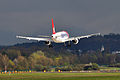 Airbus A320 of Edelweiss Airlines landing at Zurich International Airport