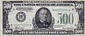 Banconota della Federal Reserve da 500 $ del 1934, con un ritratto del presidente William McKinley
